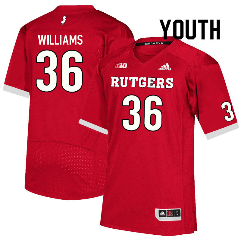 Youth #36 Dominick Williams Rutgers Scarlet Knights College Football Jerseys Sale-Scarlet